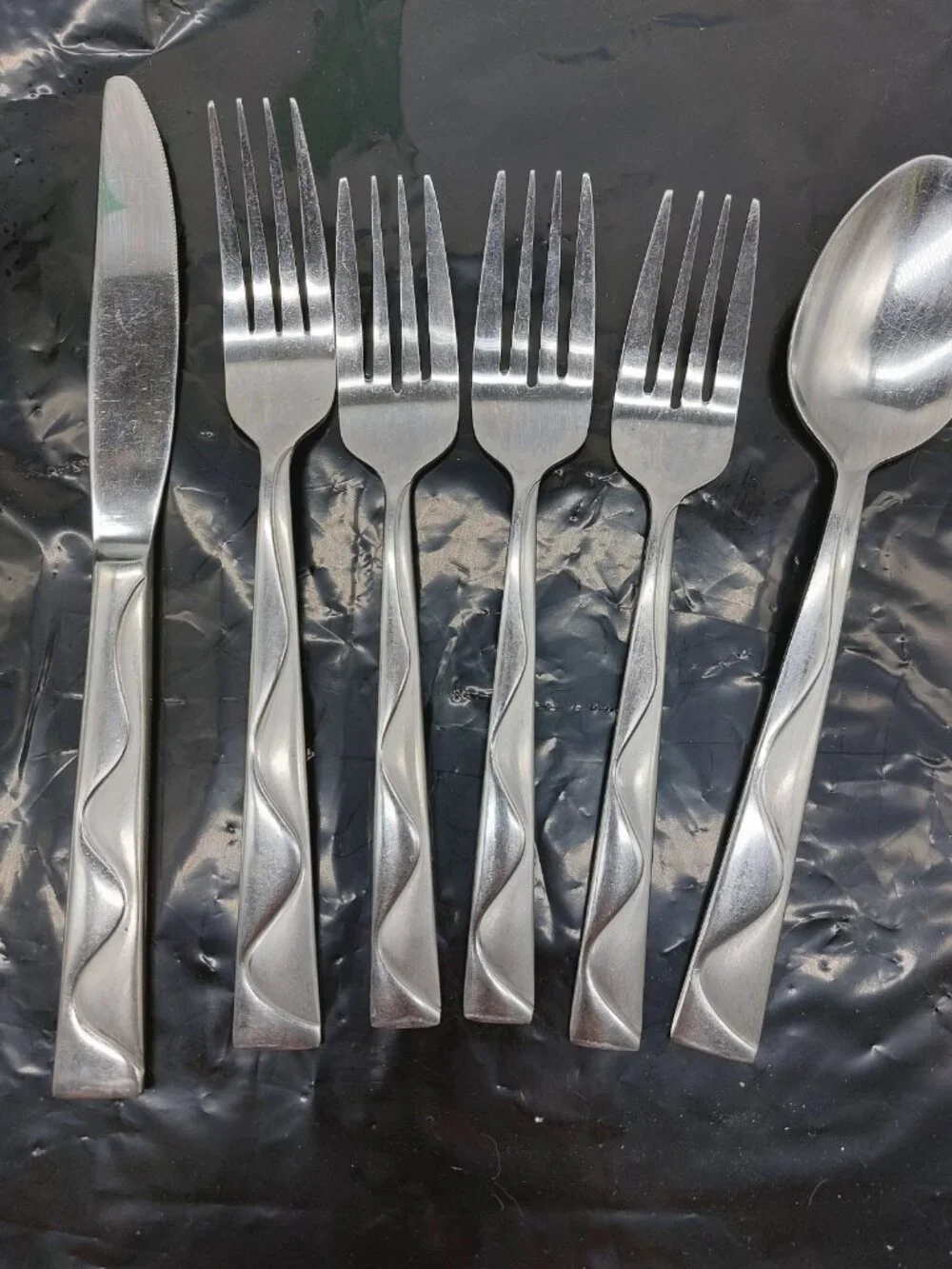 Cooks Bal Harbor Stainless Flatware 4 Forks Knife And 1 Spoon Jc Penny Lot Of 6
